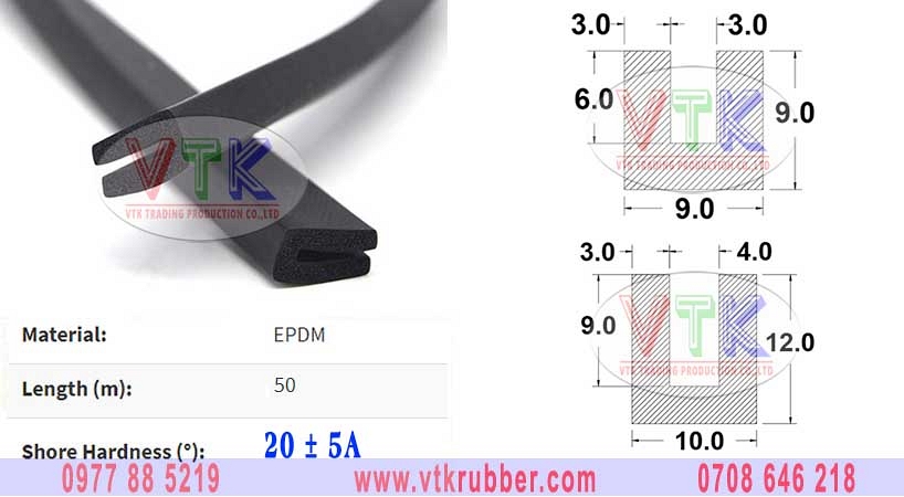 Ron cao su nẹp cửa kính chữ U